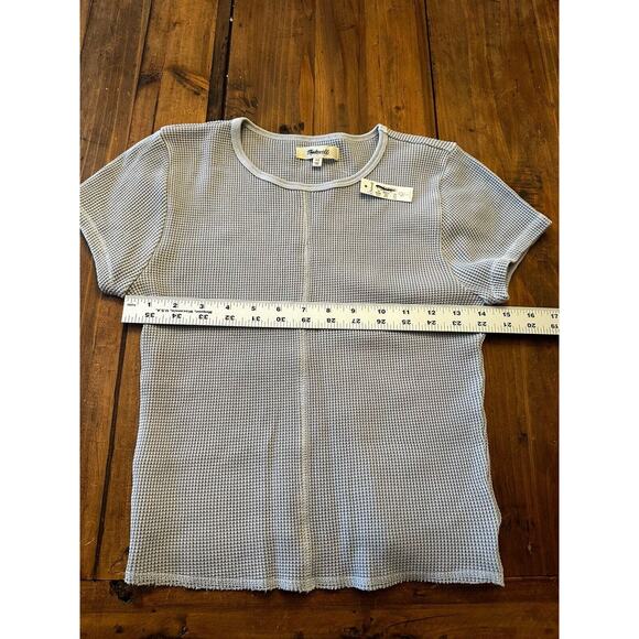 NWT Madewell Women's Gray Waffle Knit Crew Neck Short Sleeve Crop Shirt Size XS - Picture 7 of 9
